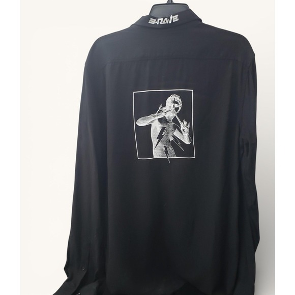 Diesel S-Ellion Graphic Shirt Mens XL Black Long Sleeve Button Up Streetwear